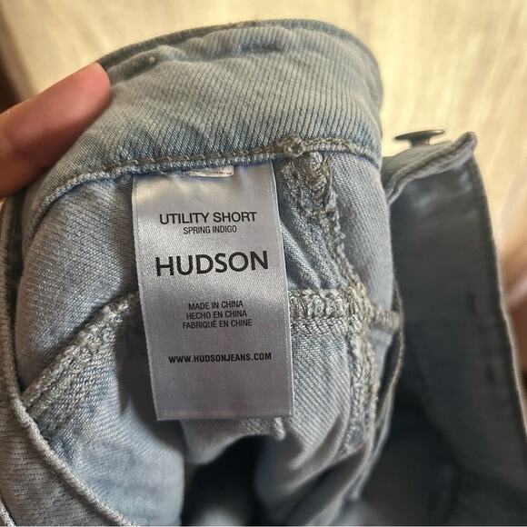 Hudson Utility Short Spring Indigo Blue Lyocell Denim Belt Tie Waist NWT Size 24 - Picture 8 of 9